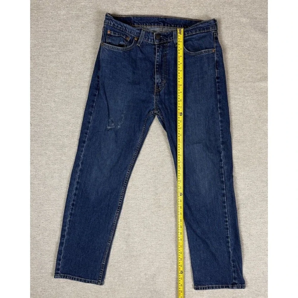 Levis 505‎ Jeans Mens 33x30 Y2K Blue Wash Straight Denim Faded Distressed